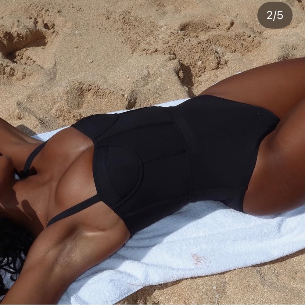 NEW 93 Play Street Naomi Black Corset One Piece Swimsuit